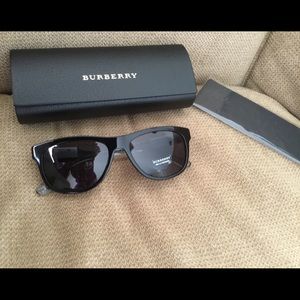 Burberry Black Crystal Temple Gray Lens Sunglasses